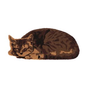 Süße Landhaus Türmatte schlafende Katze ; Kokosmatte, Fussmatte