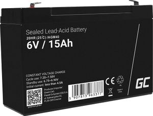 Green Cell® AGM 6V 15Ah Akku VRLA Blei-Batterie Bleiakku Ersatzakku Gelakku Akkubatterie Zyklenfest Unbemannt Spielzeug | Elektro Spielzeug| Alarm | Notstrom | Kinderfahrzeuge| Kinder-Quad