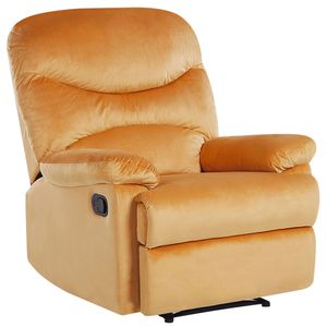 BELIANI Rozkładany fotel telewizyjny żółty tapicerowany welurem rozkładane oparcie i podnóżek retro design