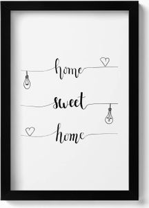 Inschrift für die Wohnung „home, sweet home“– Wandbild mit Rahmen – Gerahmtes Bild  – Wanddekoration – 20x30 cm – Schwarz