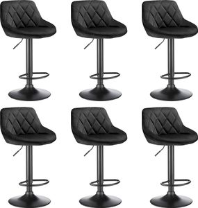 6er-Set Barhocker Samt Barstuhl Tresenhocker Küchenstühle Hocker Chrom- Schwarz 6er-Set Barhocker Samt Barstuhl Tresenhocker Küchenstühle Hocker Chrom- Schwarz