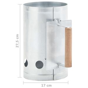 vidaXL Anzündkamin für Holzkohlegrill Verzinkter Stahl