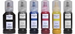 490 ml Sublimationstinte black, cyan, magenta, yellow, grau, photoblack für Epson Ecotank 114 - ET-8500, ET-8550