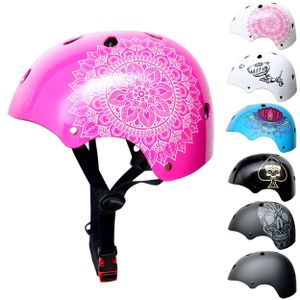 SkullCap® Kinder-Fahrradhelm,  BMX- & Skaterhelm, Design: Pink Mandala, Größe: S