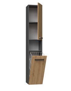 ADGO® Nel III Badezimmerschrank mit wäschekorb und Türen Wäschekorb 30x31x174 cm