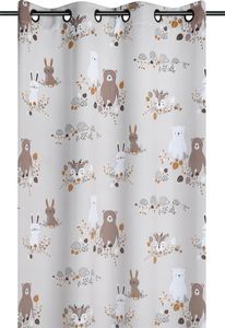 STOF | Gardine - Vorhang - GABIN - 135x260 cm - Beige und Braun - Niedliche Tiermotive - Perfekt für Kinderzimmer