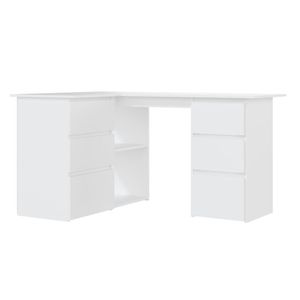 vidaXL Rohový psací stůl bílý 145x100x76 cm Dřevěný materiál