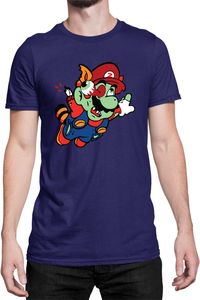 Mario Zombie Fly Herren T-shirt Super Mario Bros Luigi Bowser, XL / Dunkelblau