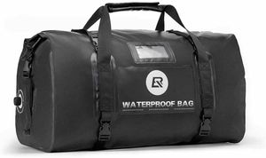 ROCKBROS Motorradtasche Gepäckrolle Hecktasche 100% Wasserdicht Motorrad Satteltasche mit Schultergurt ca. 55L Schwarz