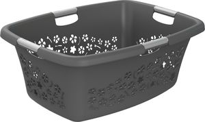 Rotho Wäschekorb 50 L Flowers - Wäschesammler groß - Wäsche Korb 65,1 x 48,6 x 26,2 cm - Wäschebox Kunststoff - Aufbewahrungskorb Wäschebehälter