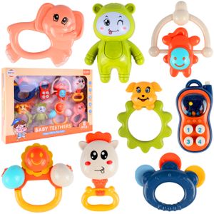 MalPlay Baby Sensory Rassel Set, 8 PCS Tiere Rasseln Beißring Kleinkind Spielzeug, Babyspielzeug ab Geburt, Kleinkinderspielzeug