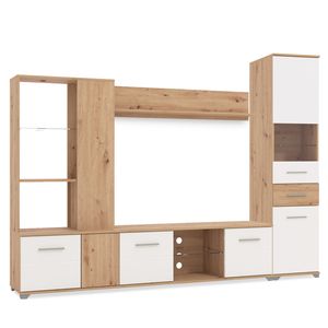 Homestyle4u 2312, TV Board Holz TV-Schrank Lowboard TV-Bank Sideboard Natur Weiß