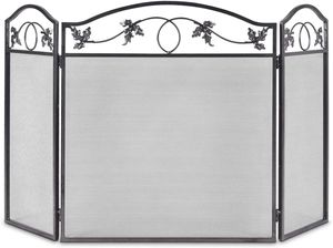 COSTWAY Funkenschutzgitter, 3-teilige Faltbare Kamingitter, Kamin Funkenschutz, Kaminzaun mit stabilem Metallrahmen, Kaminfunkenschutz, Kaminschutzgitter, schwarz, 127 x 73,5 cm