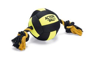 Karlie Action Ball Aquaball - Hundespielzeug - Neopren/Baumwollseil - Schwarz/Gelb - 45x18x18 cm