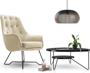 DomoHome Sessel EZO Komfortabler Moderner Designer-Sessel Ergonomische Polsterung, Stabile beine, PUR-Schaum Sitzkomfort, Hochwertiger Stoffbezug Größe: 72x83x101 cm, Farbe: BEIGE