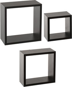 5five Simply Smart Wandregal Cube 3 Stück aus MDF-Platte schwarz 25cm x 25cm x 9cm