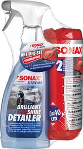 SONAX XTREME BrilliantShine Detailer 750 ml + MicrofaserTücher Außen - der Lackpflegeprofi (2 Stück) AKTION