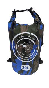 SEENsuechtig Dry Bag Blau Camouflage Trockensack 20 Liter Seesack wasserdicht Beach Packsack