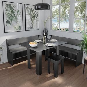 Livinity® Rímska rohová lavica do jedálne, 136,6 x 41,5 cm, čierna