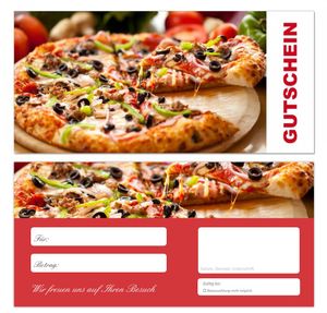 200 Stück Premium Geschenkgutscheine (Pizza-672) - Ein schönes Produkt für Ihre Kunden Gutscheine Gutscheinkarten für Bereiche wie Gastronomie, Pizzeria, Restaurant, Lieferdienst und vieles mehr