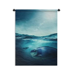 MuchoWow® Wandteppich Wandbehang Fisch - Meer - Blau 90x120 cm Tapisserie Dekoration Wandtuch - Wanddeko