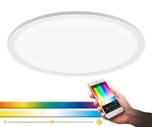 EGLO connect LED Deckenleuchte SARSINA-C Panel, Smart Home Deckenlampe, Ø 45 cm, inkl. Fernbedienung, dimmbar, Weißtöne und Farben einstellbar