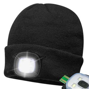 Mütze Beanie mit LED-Licht  USB aufladbar Schwarz Herren und Damen Einheitsgröße One Size