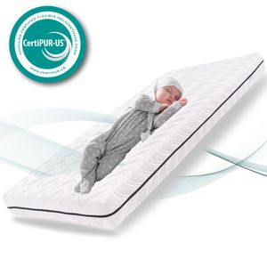 Alavya Home® Babymatratze 60 x 120 cm COZY Optional mit Bettlaken Kaltschaummatratze 120x60 Weiß - ohne Spannbettlaken
