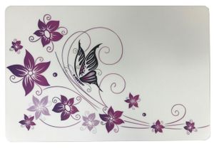 Schreibtischunterlage Schmetterling auf Blume 40 x 60 cm, abwischbar, weiß/lila