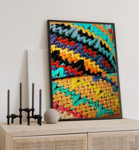 Poster bunt geflochten, groesse_poster:50x70 cm, groesse_rahmen:weiß 50x70 cm