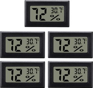 INF Mini digitálny vlhkomer / teplomer 5-balenie čierna