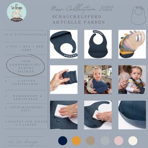 2-er Pack Baby Silikon Lätzchen mit Auffangschale Dark Denim