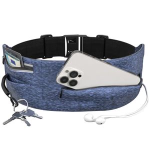EAZY CASE großer Laufgürtel Hüfttasche passend für alle Smartphones als Jogging Tasche, Sportgürtel mit Reißverschluss, elastischer Gürtel für Fitness, Spazieren und Reisen, Blau