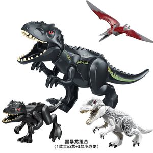Jurassic Park Set Spielzeug Rex Indominus Dinosaurier Figur Bausteine,Tierfiguren Schwarzer Tyranno saurus Kombination