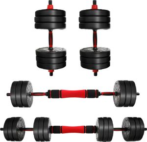 CCLIFE 2in1 Kurzhantel Langhantel 2er Set Hantel Hantelset Dumbbell Gewichte verstellbar, Mit Verbindungsrohr,2x15 KG, schwarz