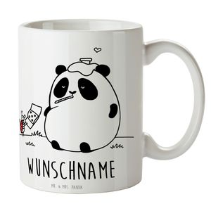 Mr. & Mrs. Panda Personalisierte Tasse Easy & Peasy Gute Besserung - Weiß - Geschenk, Wunschname, Tasse mit Namen, Namenstasse, Namen