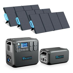 BLUETTI Stromerzeuger AC200MAX und B230 Erweiterungsbatterie mit 3 PV120 120W Solarpanel, 4096Wh Batteriekapazität, LiFePO4 Battery Pack für Hausgebrauch, Wohnmobil, Notfälle, Off Grid