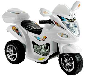 Kinder Elektro Trike Elektromotorrad 6 V weiß Kindermotorrad elektrisch Topcase
