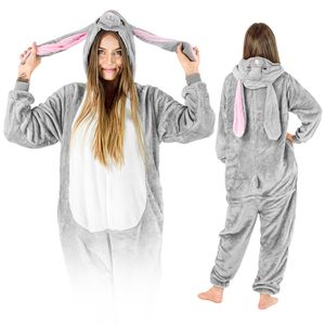 Dámský a pánský halloweenský kostým - jednodílné pyžamo Králík - kombinéza - karnevalové a pyžamové kostýmy pro dospělé, velikost L