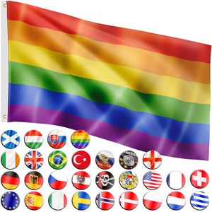 FLAGMASTER Fahne Flagge mit Metallösen, Fahnen Flaggen 120 x 80 cm Regenbogen