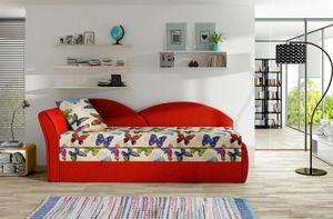 Sofa Schlafsofa inklusive Bettkasten ALINA / L - Rot / Muster
