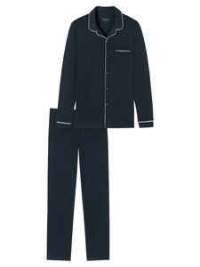 Schiesser schlafanzug pyjama schlafmode bequem Fine Interlock dunkelblau 52