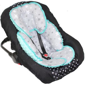 Sitzverkleinerer MINKY Einlage Baby Kind für Auto Kindersitz Babyschale Einsatz 9. Star Dunkel + Minze