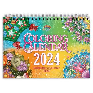 Ausmalkalender 2024 von Colorya - A4 Wandkalender 2024-2024, hängender Kalender - Ausmalen für Erwachsene, Mandala Ausmalen, 2024 Kalender mit Spiralbindung