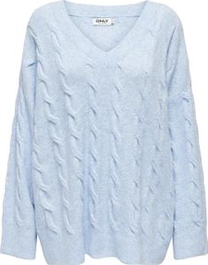 ONLY ONLJEANETT LIFE L/S CABLE V-NECK CS Cashmere Blue/Melange XL