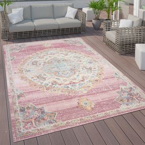 In- und Outdoor-Teppich, Kurzflor Mit Orient Design In versch. Farben und Größen Grösse 200 cm Rund