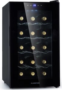 Klarstein Weinkühlschrank, Getränkekühlschrank Schmal, 1 Zone Kühlschrank mit Glastür, Getränkekühlschränke Freistehend, Weinkühlschrank Klein, Weinkühlschränke mit UV-Schutz, 5-18°C, 15 Flaschen