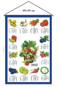 Stoffkalender Wandkalender, diverse Motive, 45 x 65 cm, Baumwolle, inkl Stab und Kordel 0170 Gemüse