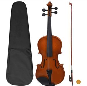 Violine Komplettset mit Bogen und Kinnhalter Dunkles Holz 4/4