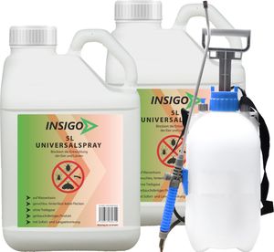 INSIGO 2x5L + 5L Sprüher Anti-Insekten-Spray, Anti-Insekten-Mittel, Insektenvernichter, Insektenschutz, Ungeziefermittel, gegen Ungeziefer & Insekten, Vernichtung, für Innen & Außen